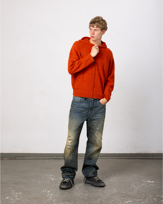 Mojave Knit Zip Hoodie - radiant orange