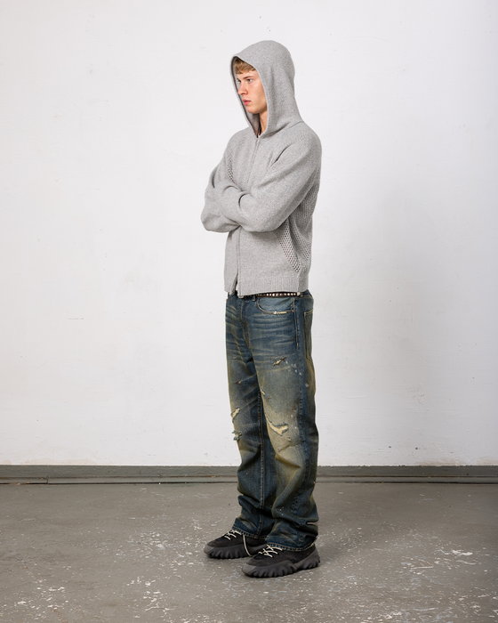 Mojave Knit Zip Hoodie - heather grey