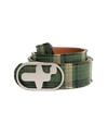 T-Logo Flannel Leather Belt - Green
