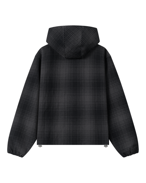 HEAVY FLANNEL HOODIE - Black/Grey