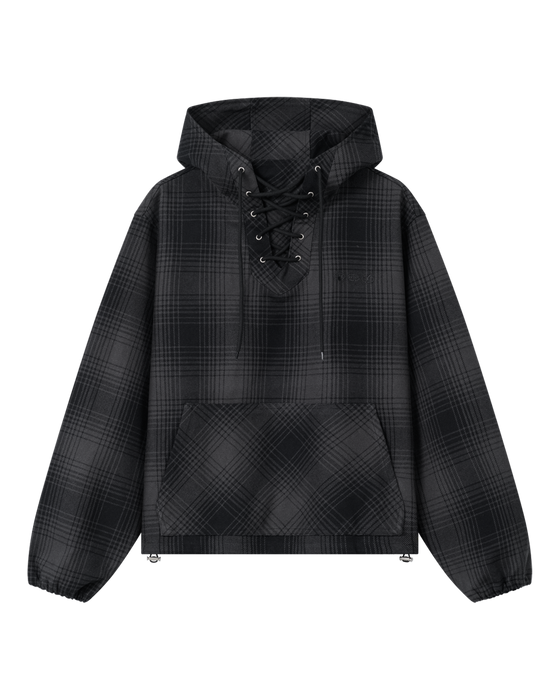 HEAVY FLANNEL HOODIE - Black/Grey