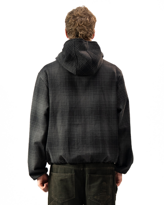 HEAVY FLANNEL HOODIE - Black/Grey