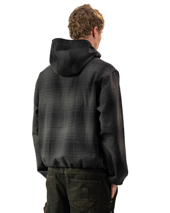 HEAVY FLANNEL HOODIE - Black/Grey