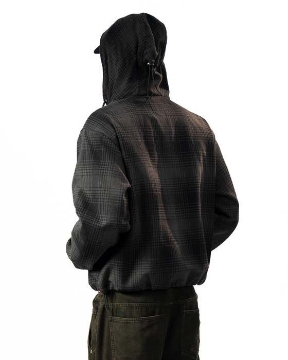 HEAVY FLANNEL HOODIE - Black/Grey