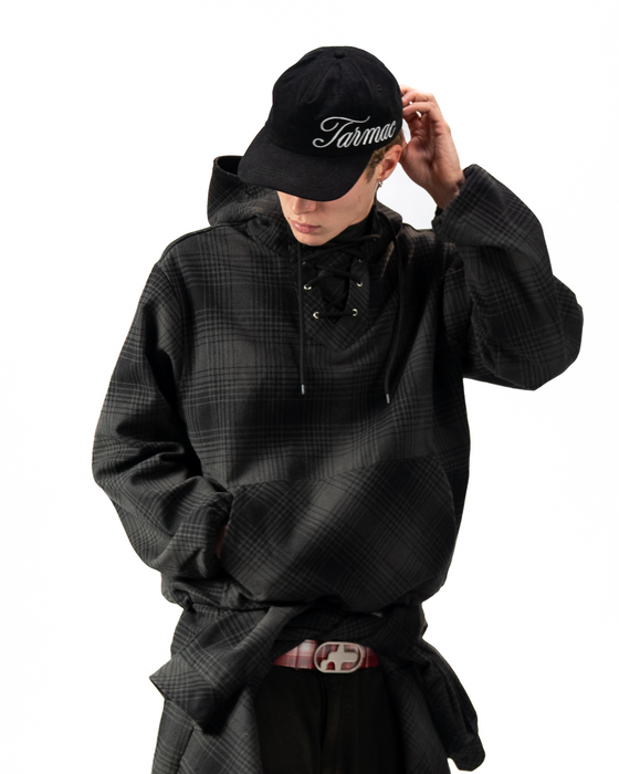 HEAVY FLANNEL HOODIE - Black/Grey