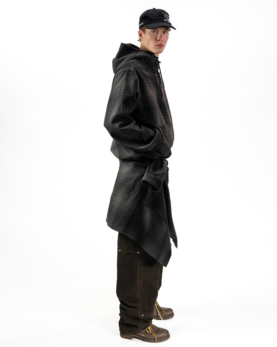 HEAVY FLANNEL HOODIE - Black/Grey