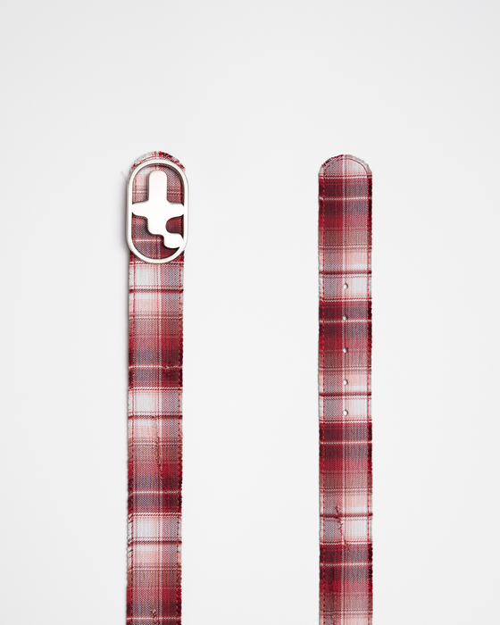T-Logo Flannel Leather Belt - Red