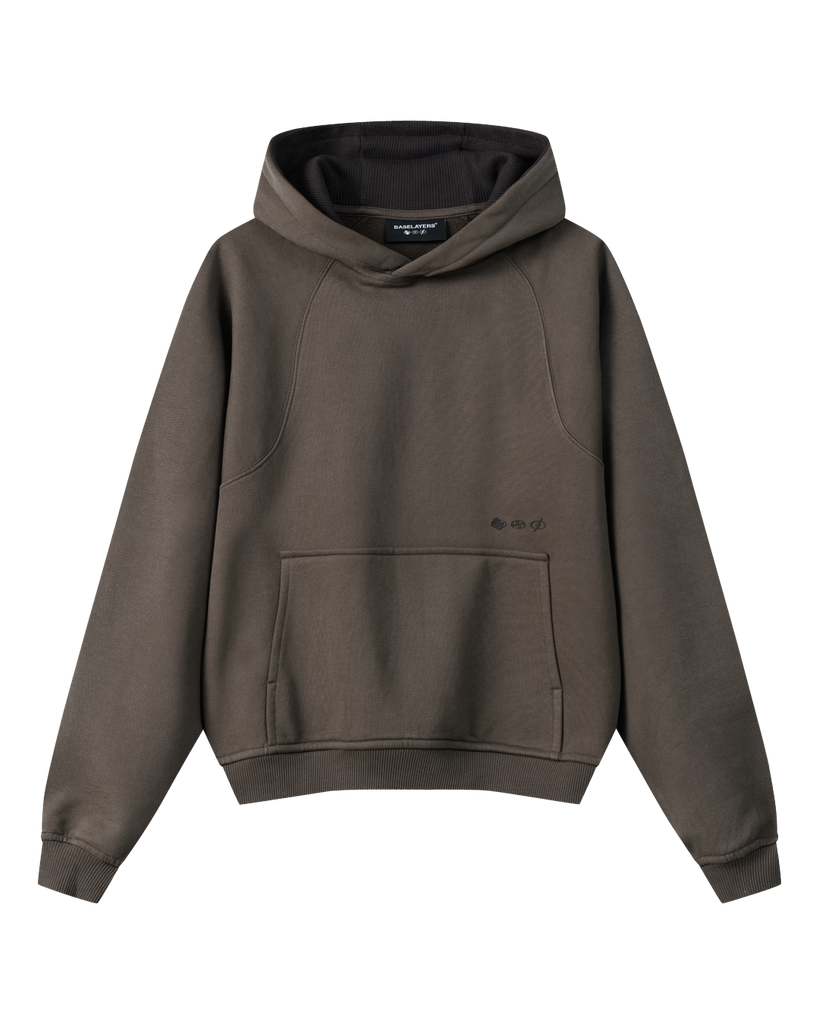 Mens Hoodies Human Race Hoodie Brown Baselayer Hoodie Dark Chocolate - Main Image