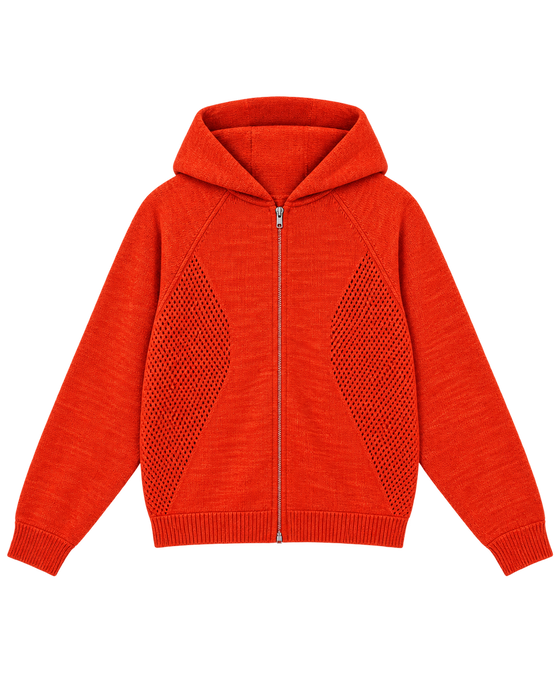 Mojave Knit Zip Hoodie - radiant orange
